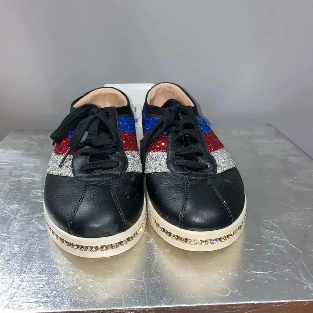 Leather Colorblock Pattern Sneakers - Picture 3 of 6